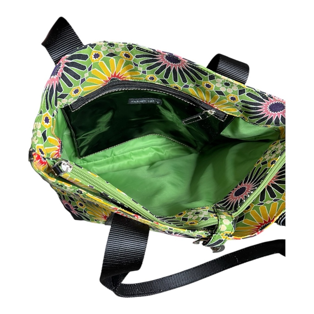 Franco Sarto Canvas Geometric Green/Yellow/Black Floral Tote - Picture 6 of 9